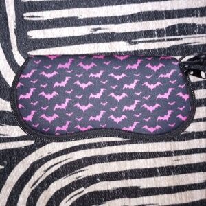 Black and Pink Bat Patterned Pouch